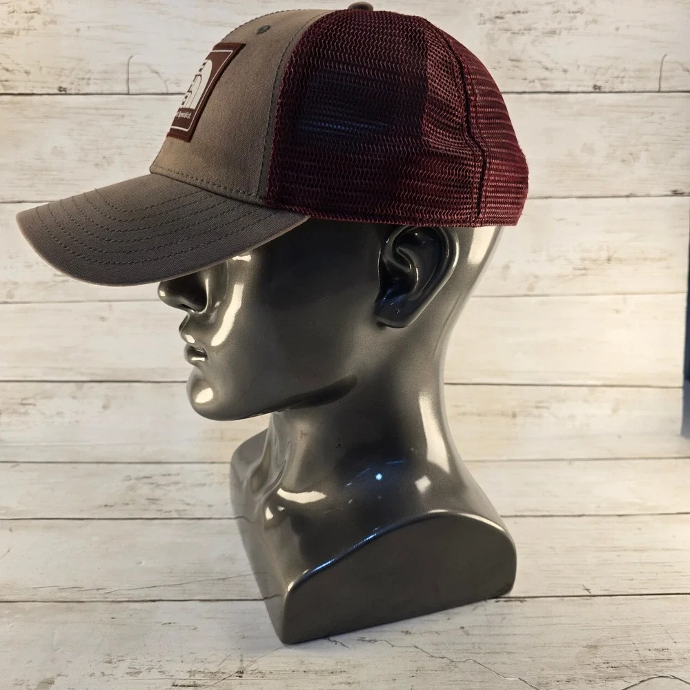 The North Face Mudder Trucker Hat Brown Burgundy Alpine Equipment Patch Snapback